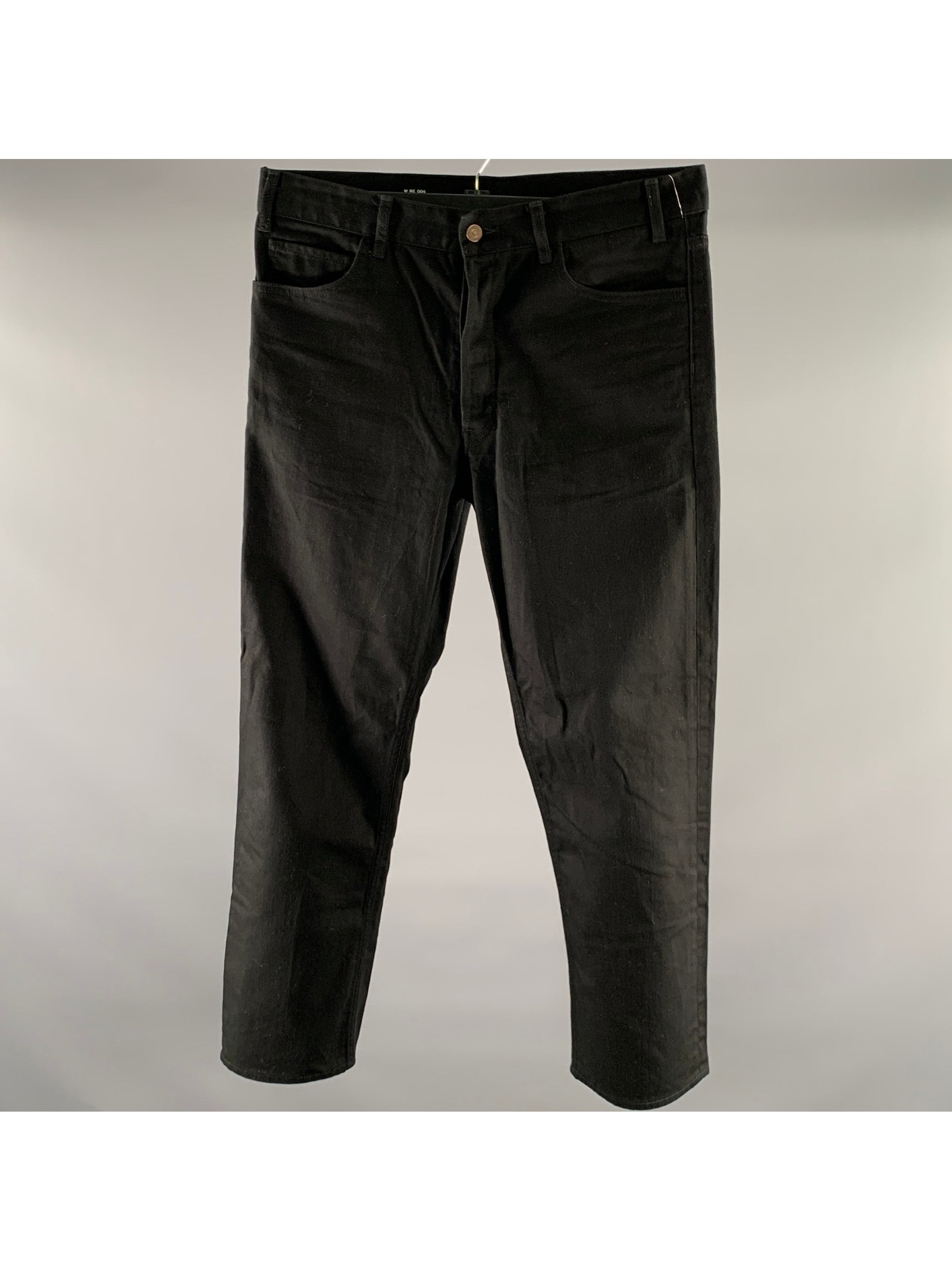 Celine Size 33 Black Cotton Straight Leg Jeans